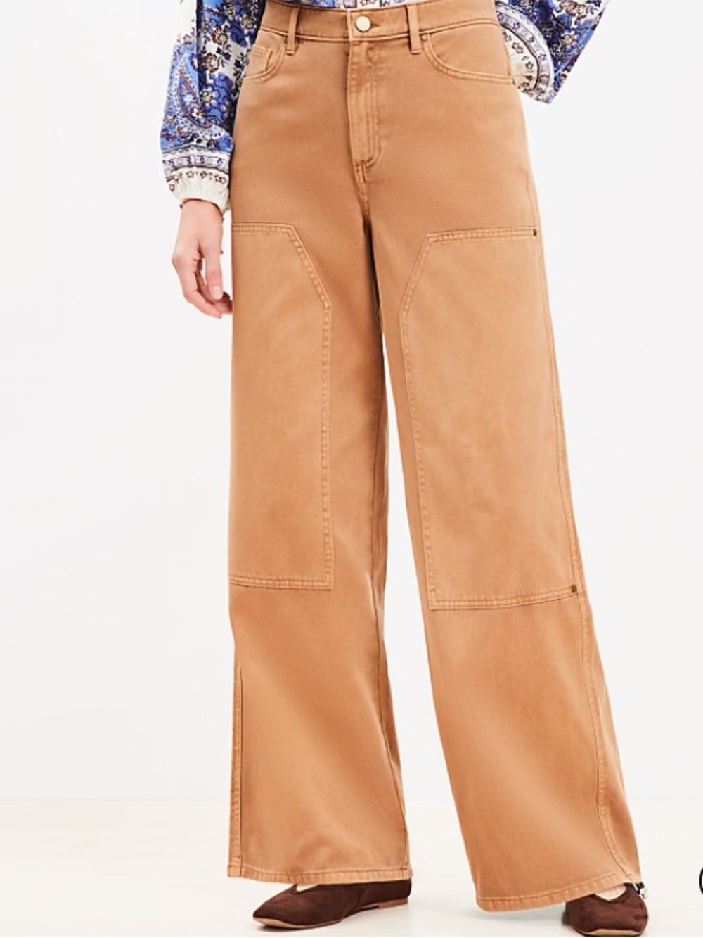 Loft NWT Petite 00 High Waisted Wide Leg Carpenter Pants in Twill